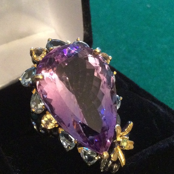 Super Stunning Genuine Top Quality Brazilian Amethyst Ring - Picture 5 of 14